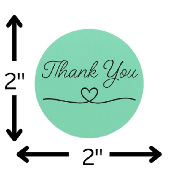 200 Thank You Stickers 2x2 Inch Round Matte Finish - Picture 2 of 6